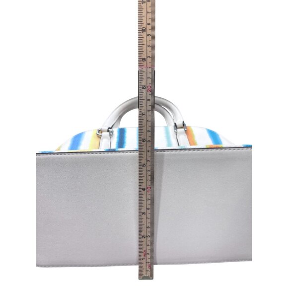 Calvin Klein Womens Striped Dome Satchel Handbag With Zipper Closure - Picture 8 of 9